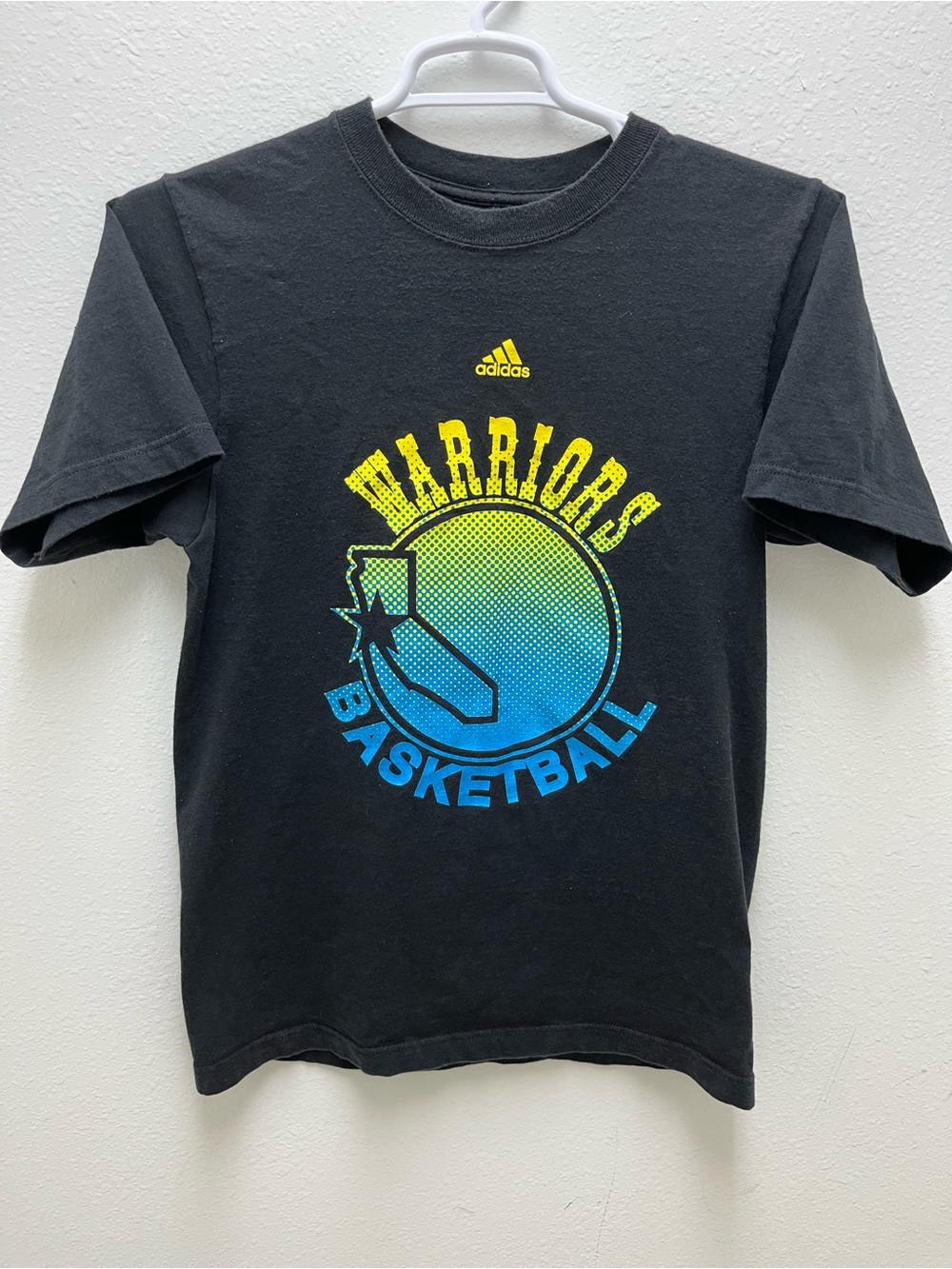 adidas Golden State Warriors NBA Basketball Shirt Black Blue Yellow Size M